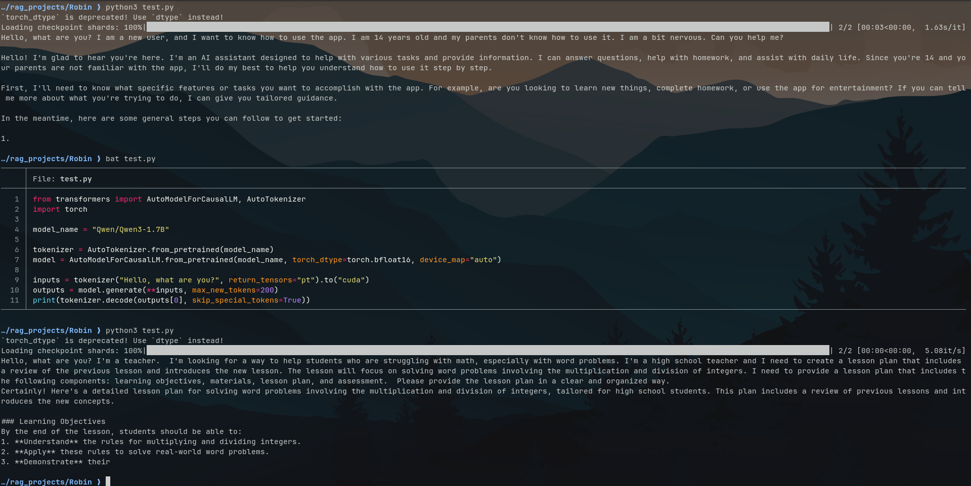 Prompt completion example